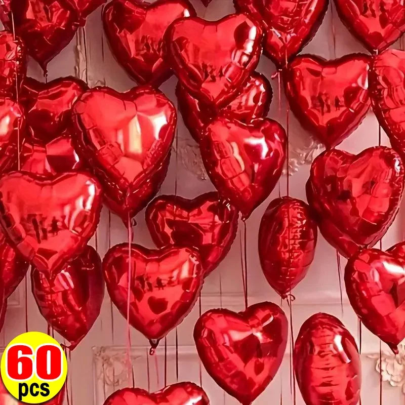 60/5PCS Heart Shape Foil Balloons Inflatable Helium Balloon DIY Wedding Birthday Party Decoration Ballon Valentine's Day Gifts