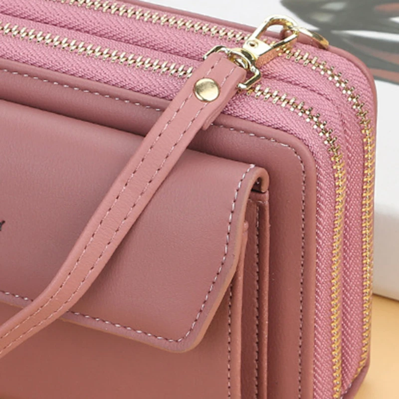 Damen Lange Geldbörse Koreanische Version Umhängetasche Doppelreißverschluss Große Kapazität Clutch-Tasche Schulter-Handtasche Damen Handytasche – Detail 13