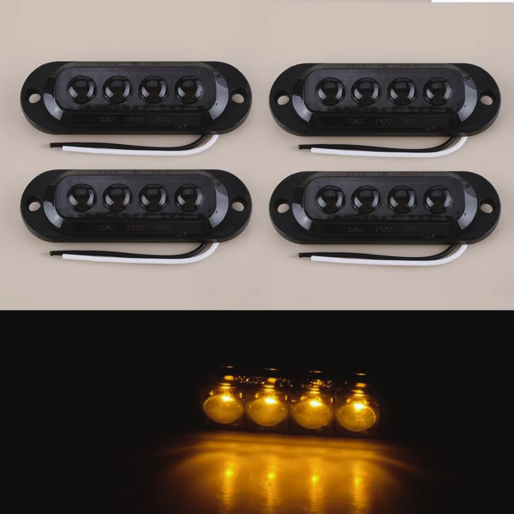 ZF-S 4 Uds lente negra ahumada ámbar LED luz  posición lateral apta para remolques DC 12V-24V camiones caravanas barco