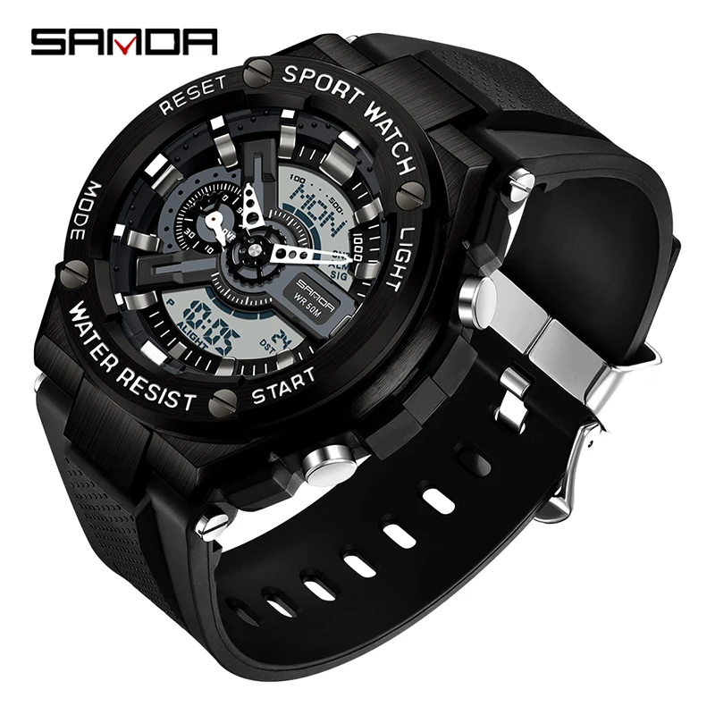 

2024 Sanda 3170 New Handlift Light Korean Edition Multi functional Sports Waterproof and Shockproof Alarm Clock Men's Watch