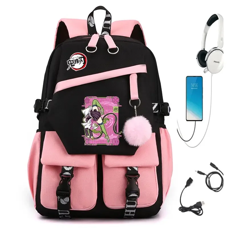 

Demon Slayer Hashira Geiko Hen Kanroji Mitsuri Backpack Teenarges Schoolbag ren Book Bag Anime Causal Travel Outdoor Bags