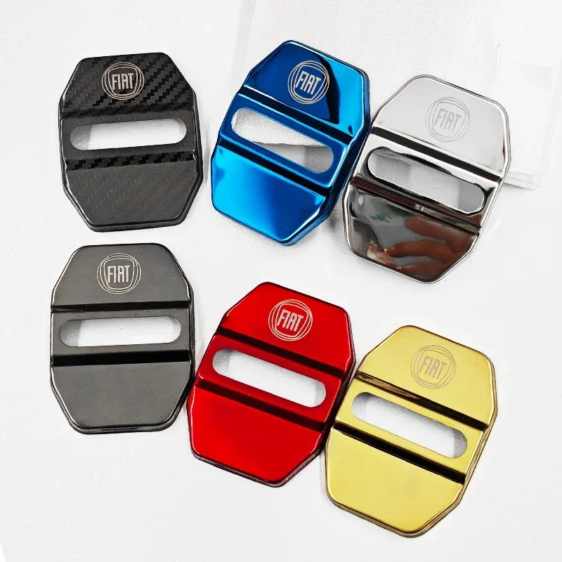 4pcs Car Styling Door Lock Covers stikcer Case Accessories for FIAT Panda Ducato Fiorino Grande Punto Abarth 500 Freemont Stilo