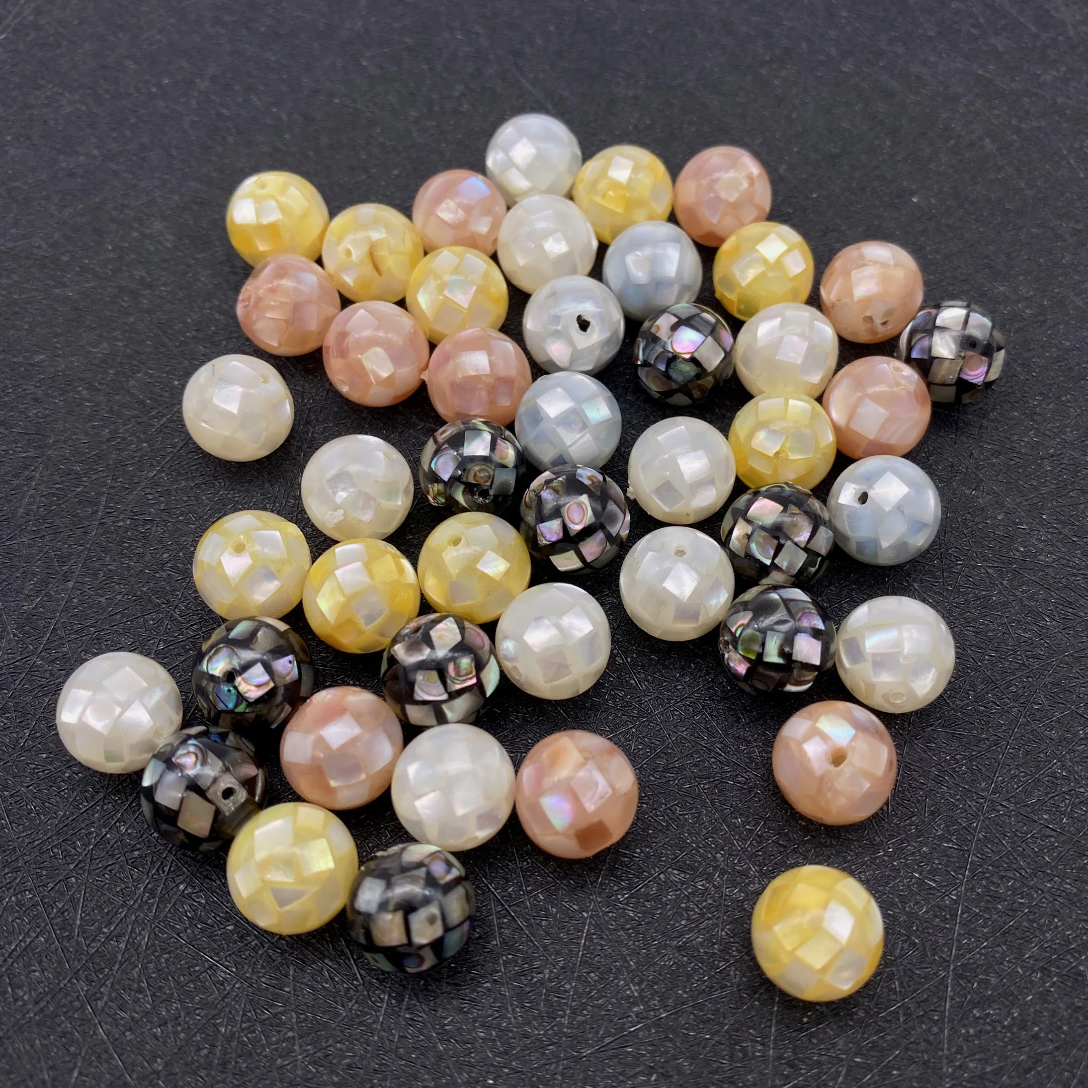 Natural Sea Shell Beads Round Beads Shell Mosaic Sewing Ball Cut Surface Loose Beads DIY Handmade Necklace Jewelry Accessories