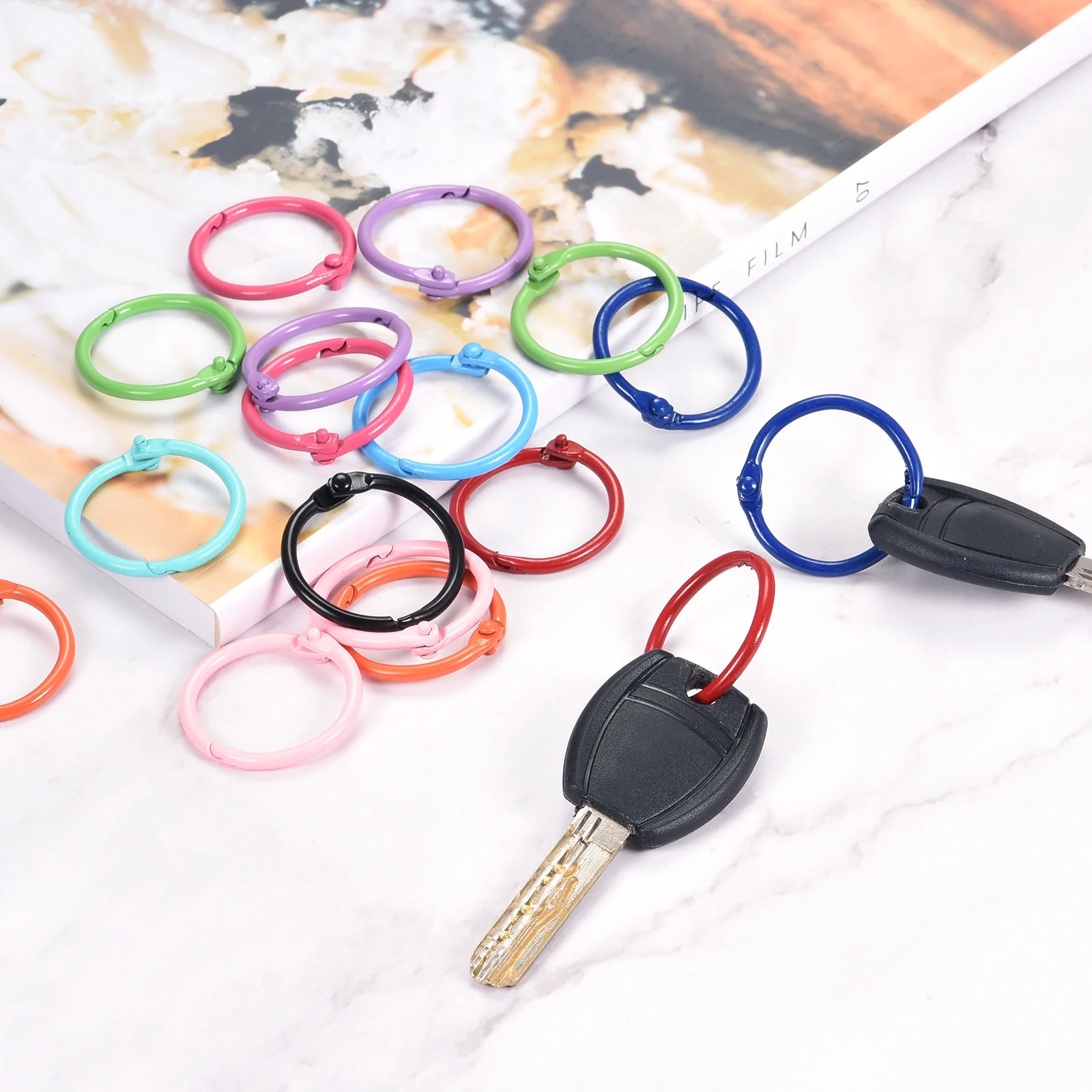 10 ชิ้นโลหะผูกแหวน 45 มิลลิเมตรหลวม Leaf Binder แหวนเหล็กคาร์บอนโน้ตบุ๊คแหวน Hoops Key ผู้ถือ Office Binding Supplie