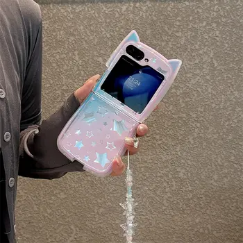 Módní zrcadlový silikonový kryt s hvězdami a měsícem pro Samsung Galaxy Z Flip 6 5 4 3 s řetízkem, roztomilý kryt pro Flip5 Flip6 5G 10 nejlepší prodej Flipové pouzdro Sailor Moon pro Samsung Galaxy Z - №4