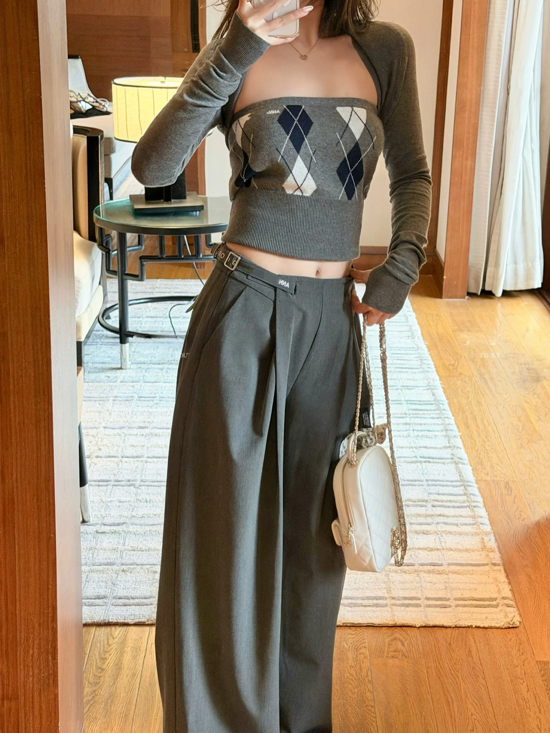 Ele ey Wide Leg Pants Straight Cut Drapey Wrinkle Commute Sle High Waist Long Straight Leg Ladies Faion