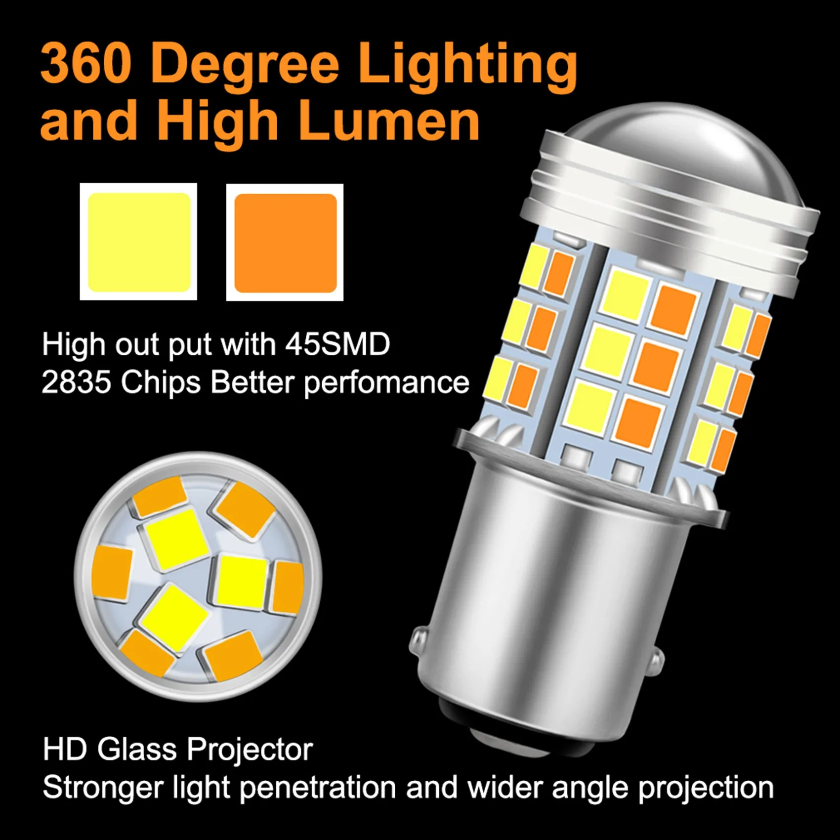 

AEF2-2PCS Bulbs Dual Color LED Bulb Canbus Car Turn Signal Lamp