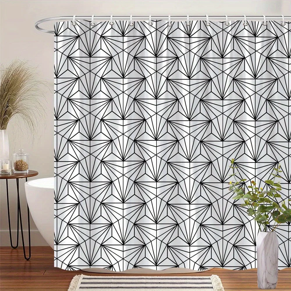 

Современная минималистичная черно-белая занавеска для душа с геометрическим треугольником, полиэфирная ткань, стильный декор для ванны
