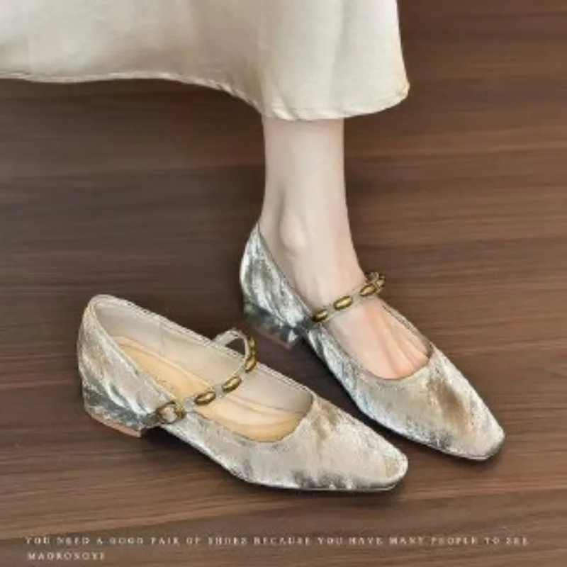 

Туфли Мэри Джейн, новые весенне-осенние универсальные женские туфли на высоком каблуке Baotou в стиле ретро с неглубоким носком