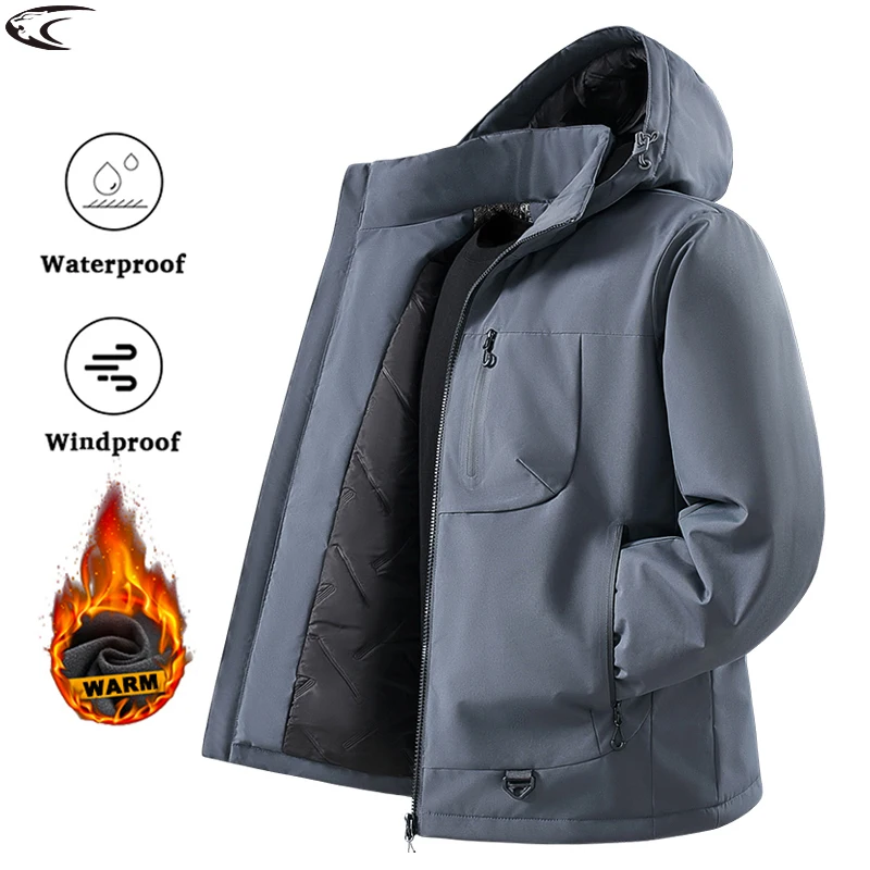 LNGXO Winter Waterproof Ski Suit Men Windproof Warm Fleece Jackets Skiing Hiking Windbreaker Graphene Inner Snowboard Suits