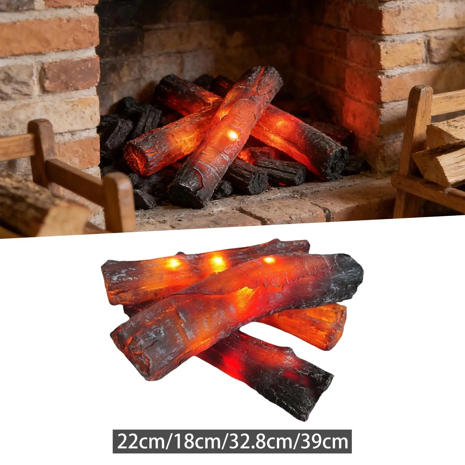 LED Fake Fire Log Light Flameless Fireplace Heater Home Decor Accessory for Bedroom Festival Camping