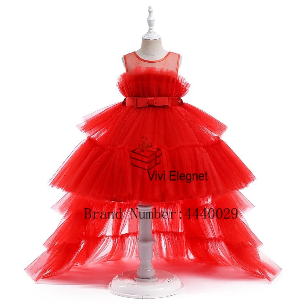 Viola Scoop Flower Girls Dresses for Kids 2024 Summer Soft Tule abiti natalizi senza maniche con cintura New doywinence inspect p493skin