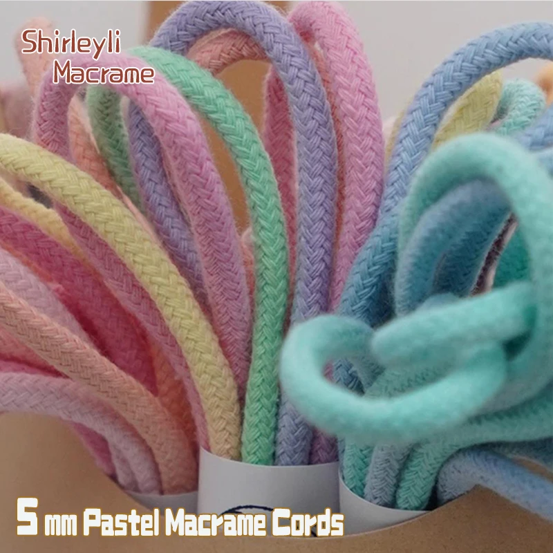 5mm Variegated Macrame Cord 100% Pure Cotton Pastel Colourful Braided Rope for Macrame Gifts DIY Cordss