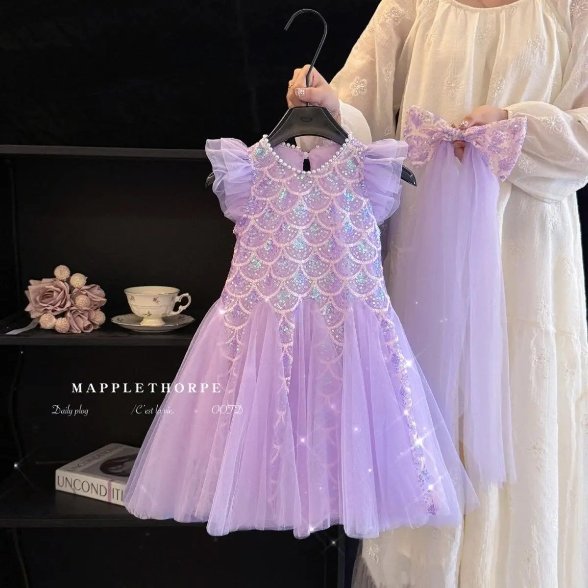 Girls Mermaid Sequin Dress 2026 New Summer Princess Dresses Toddler Baby Girls Sparkle Party Costume European American Style