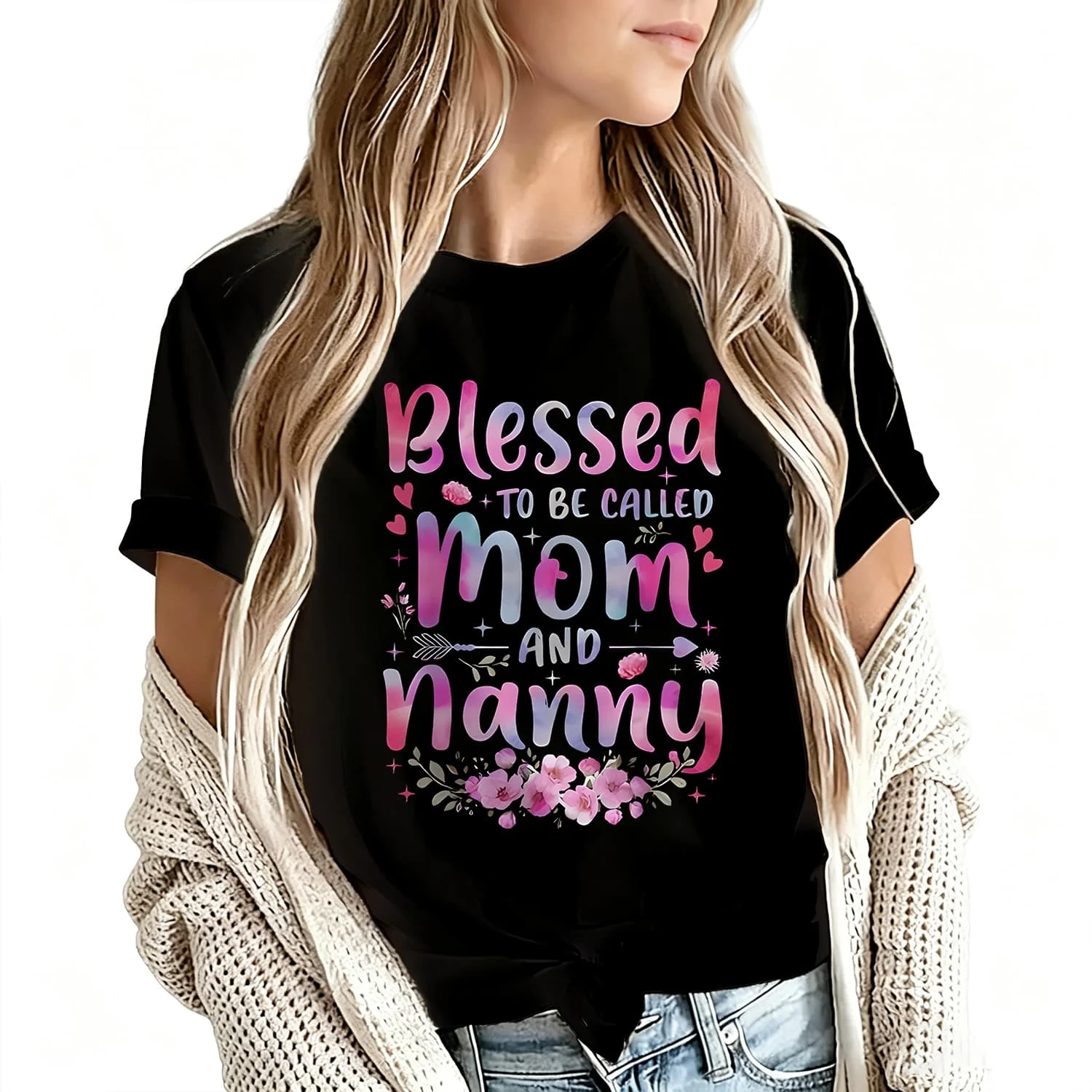 Blessed to Be Called Mom Women's T-Shirt 100% Cotton Funny Graphic Short Sleeve Tee Novelty Shirt Casual Crew Neck Top S-5Xl