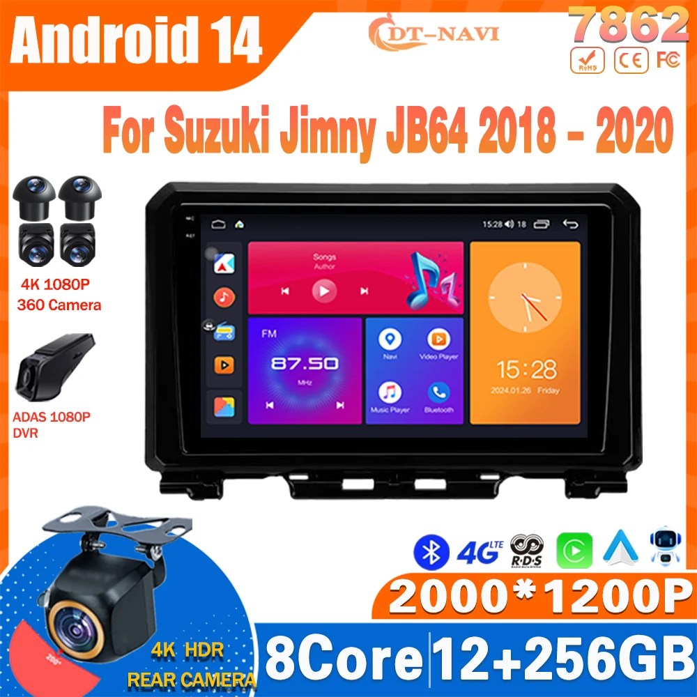 Android 14 Car Radio For Suzuki Jimny JB64 2018 - 2020 Multimidia Video Player Navigation GPS Carplay Stereo NO 2Din DVD 4G WIFI