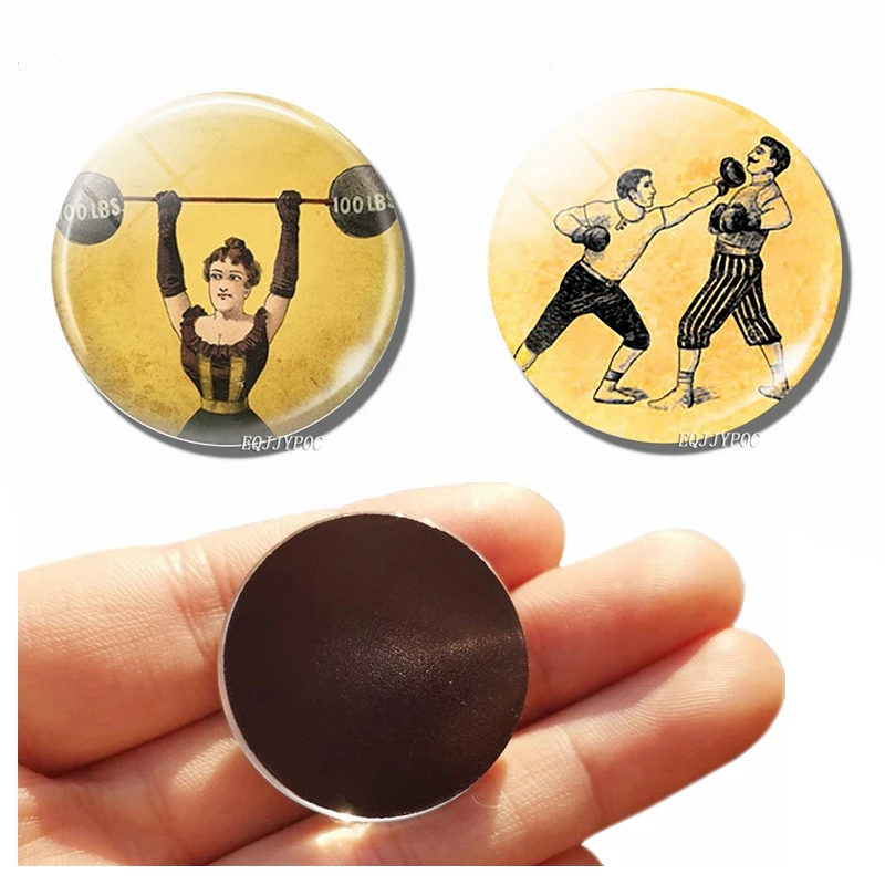 

Steampunk Strong Woman 30 MM Fridge Magnet Vintage Circus Glass Dome Magnetic Refrigerator Stickers Note Holder Home Decoration