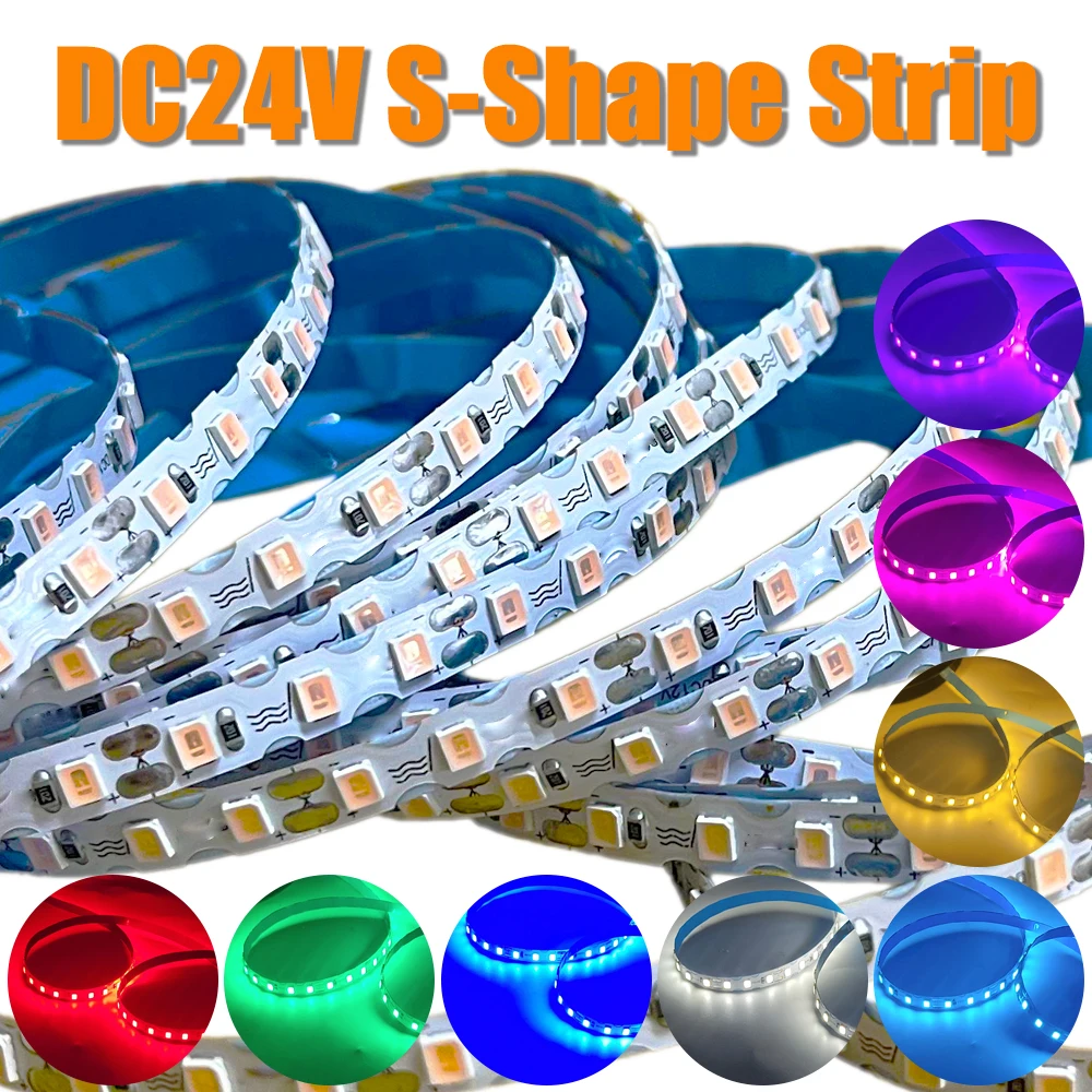 

DC24V 2835 S Shape Led Strip Light Flexible Foldable Bendable DIY Sign Letter 6mm Width 120LED/m For Separate Silicone Neon