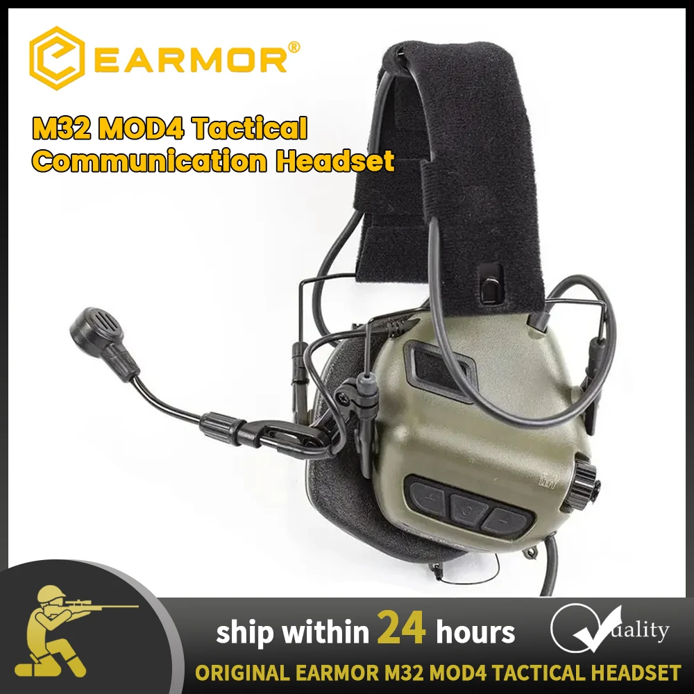 Original Earmor Tactical Headset M32 MOD4 Air Gun Shooting Earmuffs Anti-noise Headphone Electronic Aviation Headsets