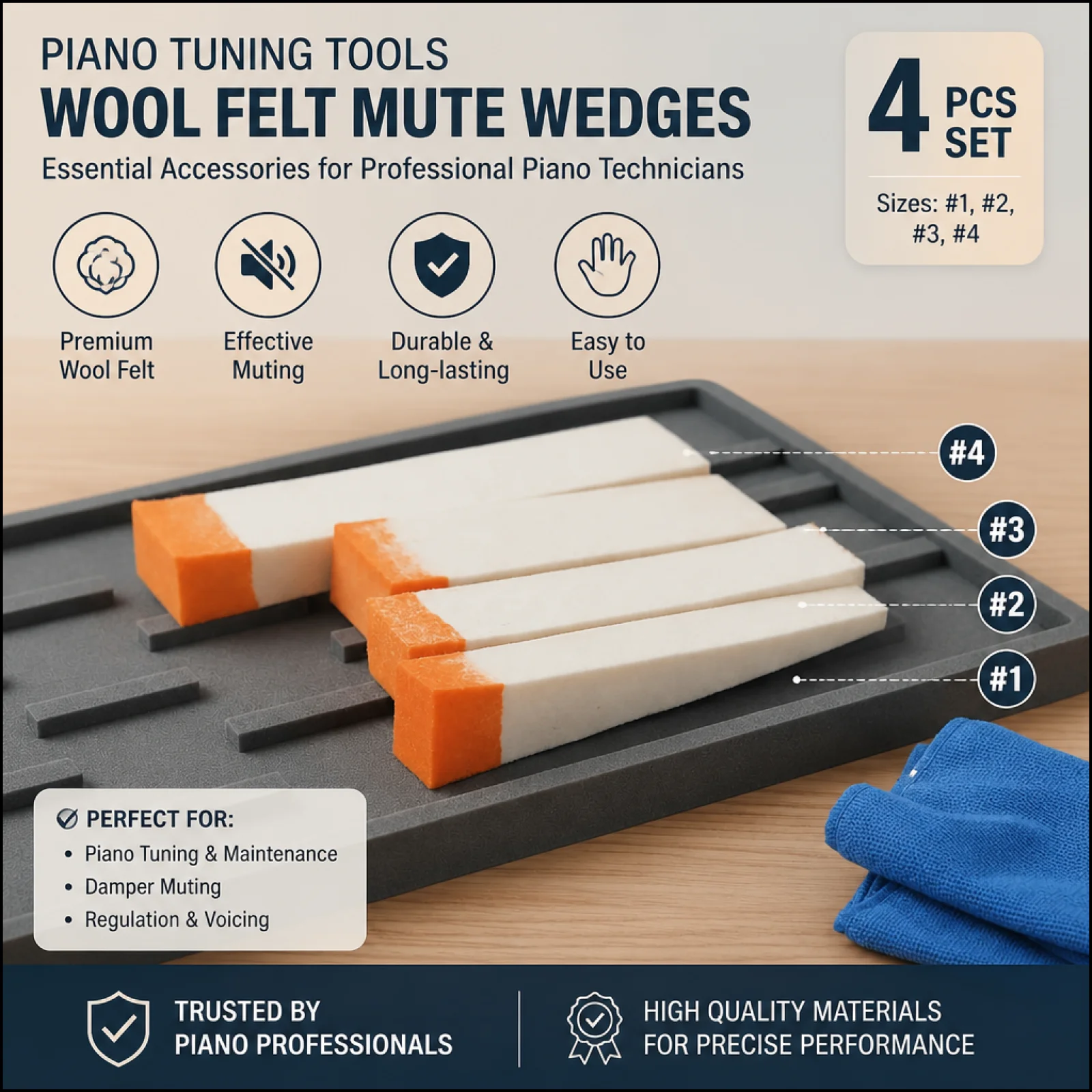 

Professional Piano Tuning Mute Wool Felt Key Isolation Strip Music Accessory for Instrument Repair Technicians