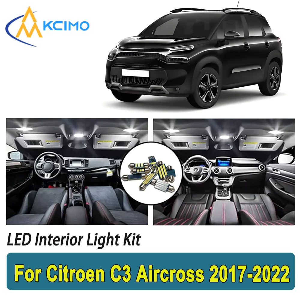 

New Light Bulb For Citroen C3 Aircross (2017-2022) Premium Bright LED Interior Dome Map Trunk Light Kit Car Led Lamps New Canbus
