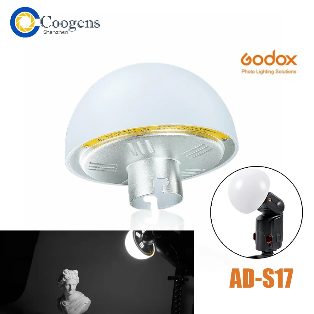 Godox AD-S17 Dome Diffuser Wide Angle Soft Focus Shade Lamp Head for Witstro Speedlite Flash AD180 AD360 AD360 II AD200 AD200Pro