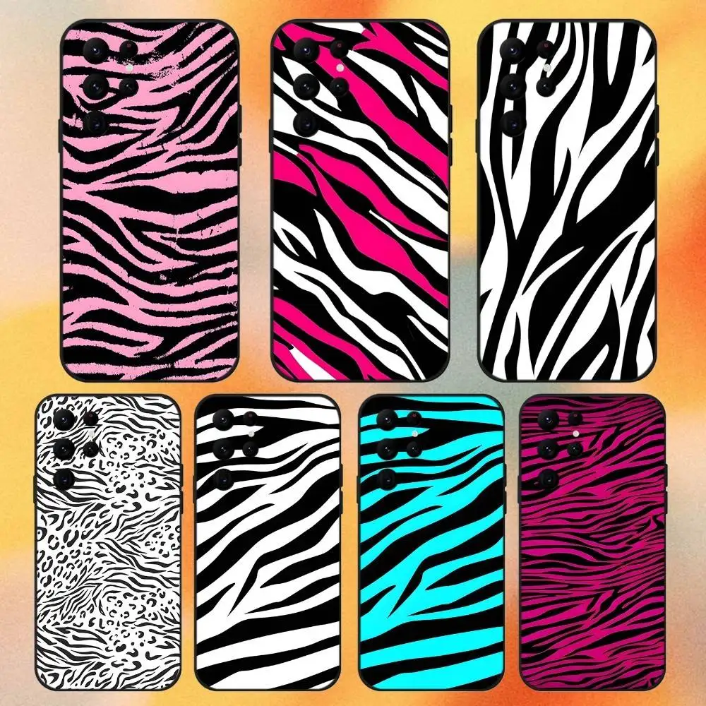 

Zebra Print Phone Case For Samsung S 25,24,23,22,30,21,10,9,Ultra,Plus,Lite,FE,4,5G Black Soft Case