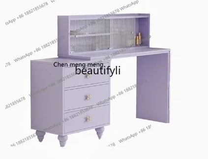 

cc182R Bedroom L-shaped dressing table, simple French taro purple dressing table, six-drawer cabinet in one