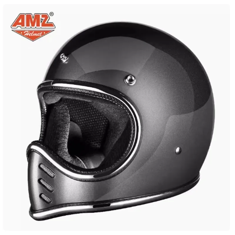 AMZ Japanese Pointed Mouth Small Helmet Personalized Helmet Retro Motorcycle Full Cover Fiberglass All Year Round Full Helmet