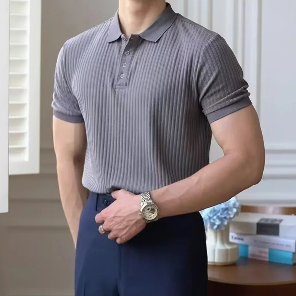 Männer Sommer Kurzarm Polo Dünne Casual Sportswear Hundert Stretch Tasten Koreanische Mode T-shirt männer Tops – Detail 15