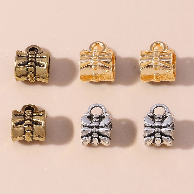 Leslie 50pcs Antique Charm Bail Beads Spacer Beads Pendant Clips Pendants Clasps Connectors For Bracelet Necklace Jewelry