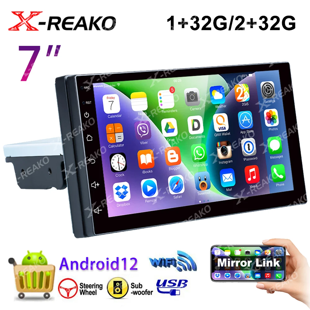 

X-REAKO 1 Din 7'' Andriod 11 Car Multimedia Player GPS Navigation Bluetooth Car Audio Wifi USB FM MirrorLink HD Car Audio Radio