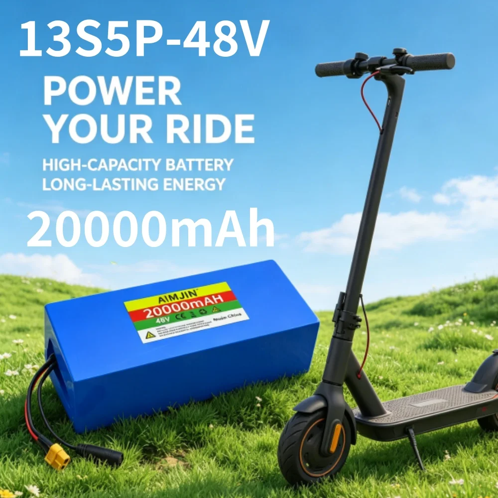 13S5P 48V 20000mAh 18650 Lithium Battery Pack Built-in Intelligent BMS For 500-1000W electrical machinery+54.6V 2A charger