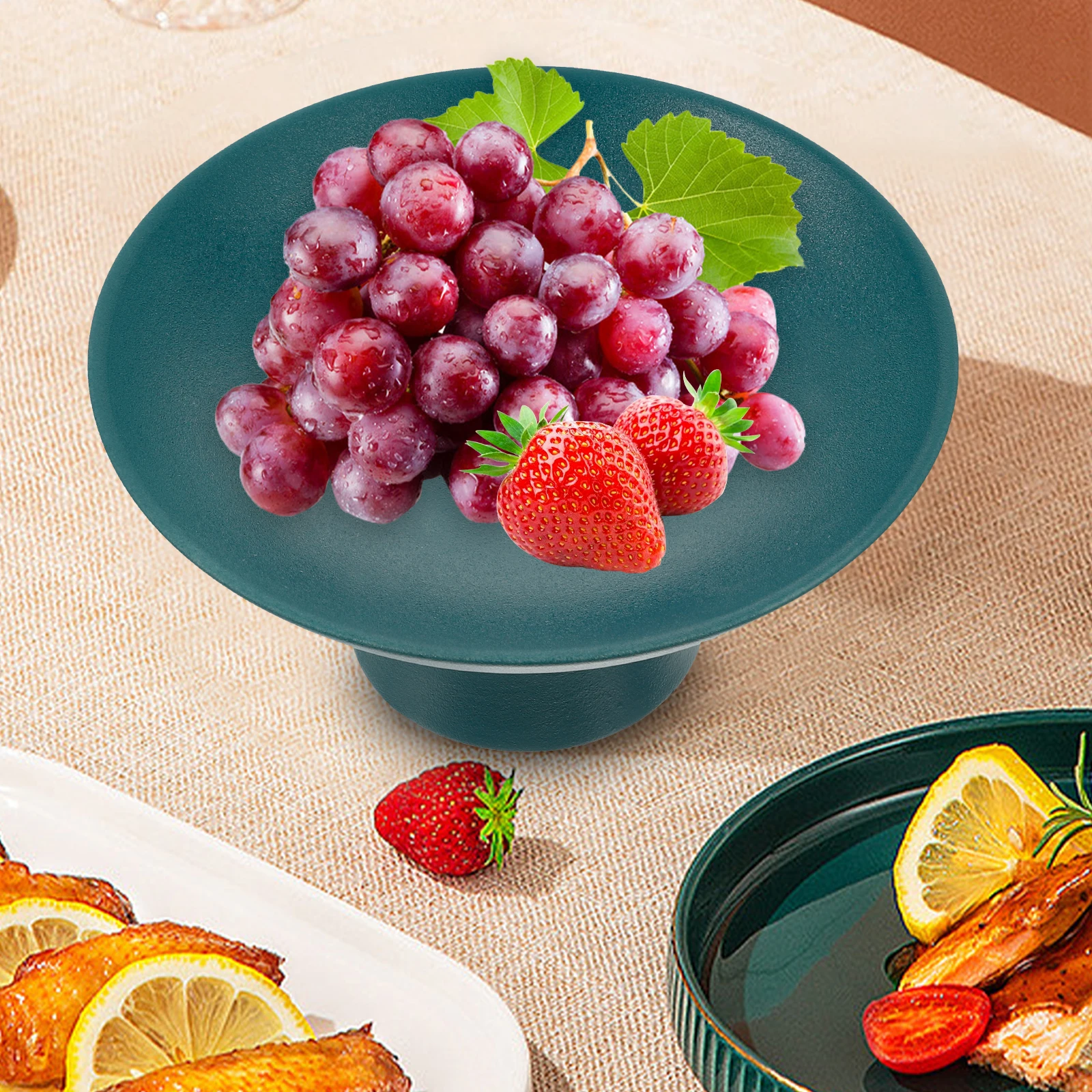 

Ceramic Footed Fruit Dish Vintage Design Elegant Kitchen Decor Snack Stand Dried Fruit Storage Ceramic Food Bowl