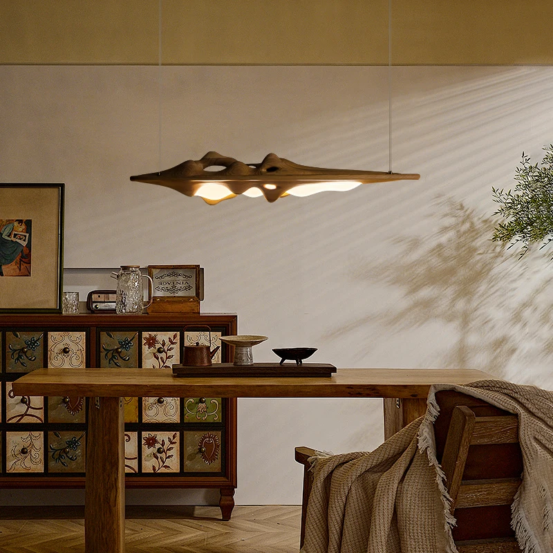 

Designer creative new Chinese medieval intelligent chandelier log living room dining room tea room