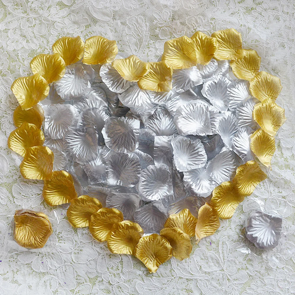 

100Pcs High Quality Rose Petals Artificial Fabric Based Golden Silver Wedding Party Decoration Table Scatter Reusable Craft