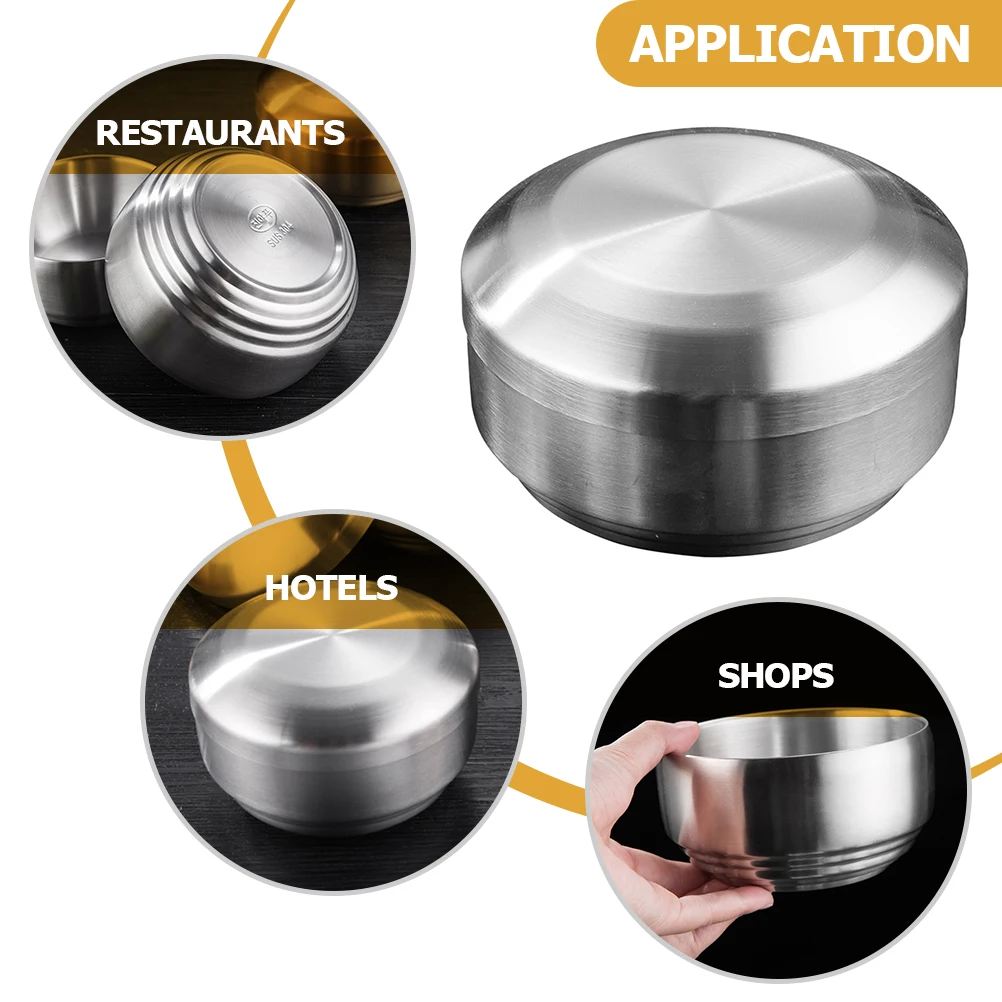 

Double Layer Stainless Steel Soup Bowl Child Bowls with Lid Serving Dishes Lids
