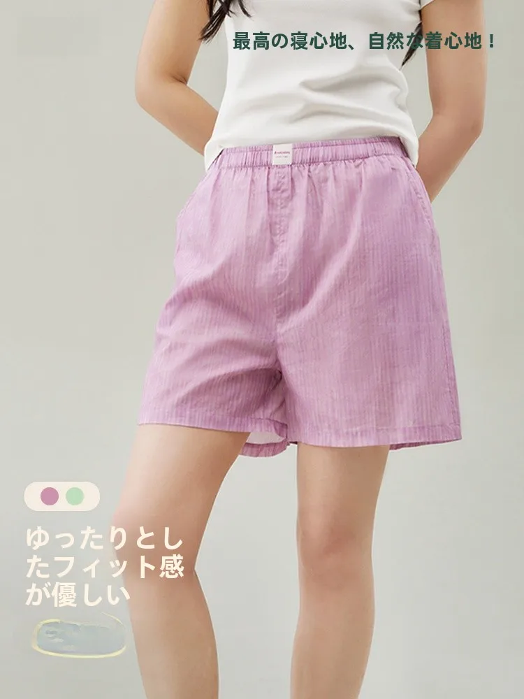 anzhan-純綿織りショートパンツ女性の夏カジュアルホームパンツスイートホーム服シンプルなスタイル快適な通気性
