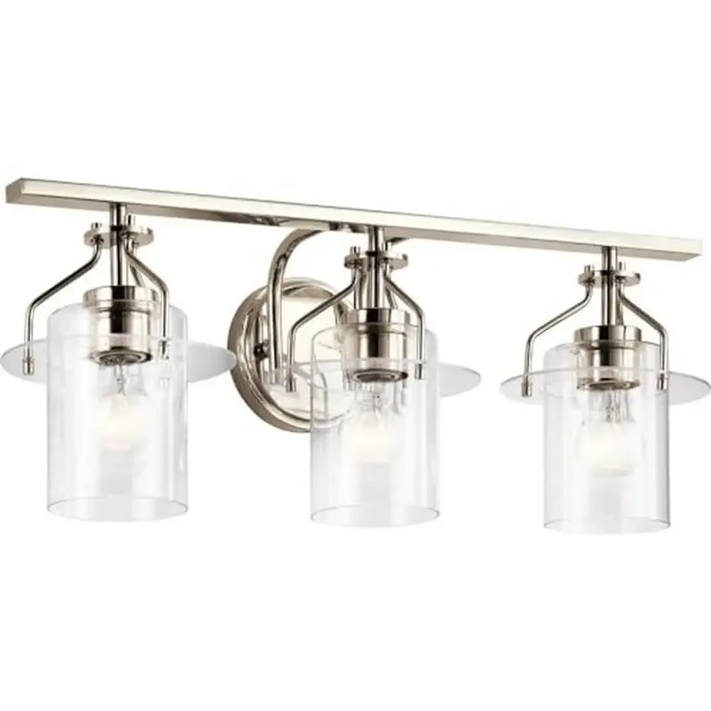 Vintage Industrial Polished Nickel Wall Sconce with Clear Seeded Glass Texture