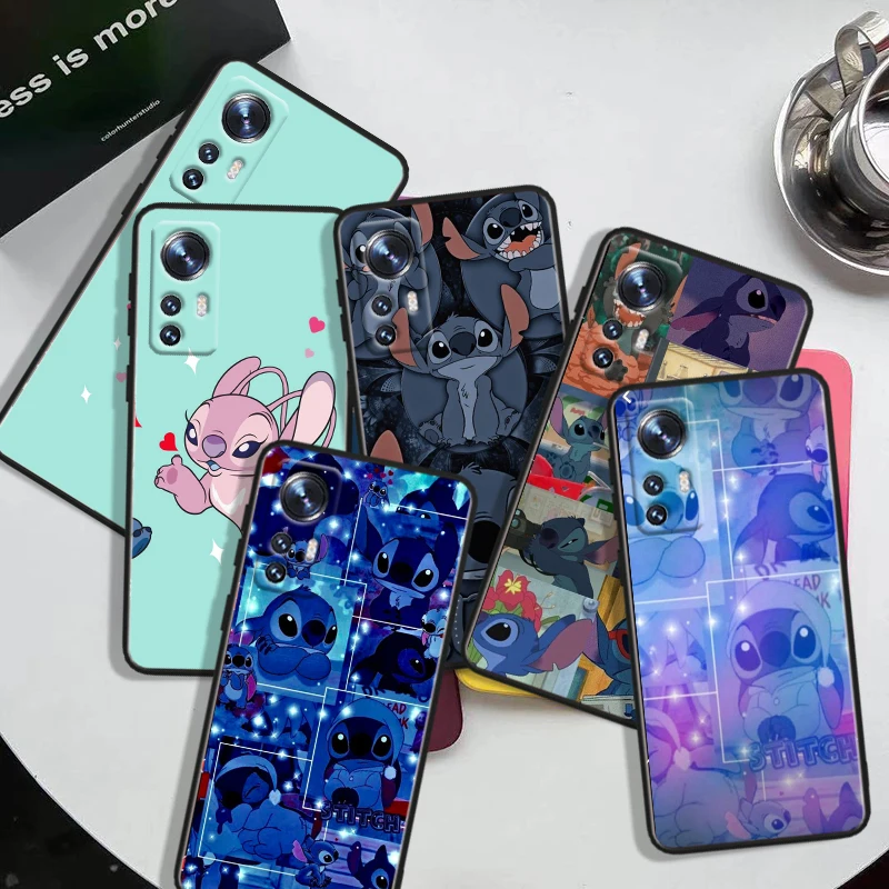 Disney Cute Stitch Black Phone Case For Xiaomi Mi 10 9 8 Pro Lite SE A1(5X) A2(6X) A3(CC9E) Note 10(10Pro) Shell Soft Cover Capa