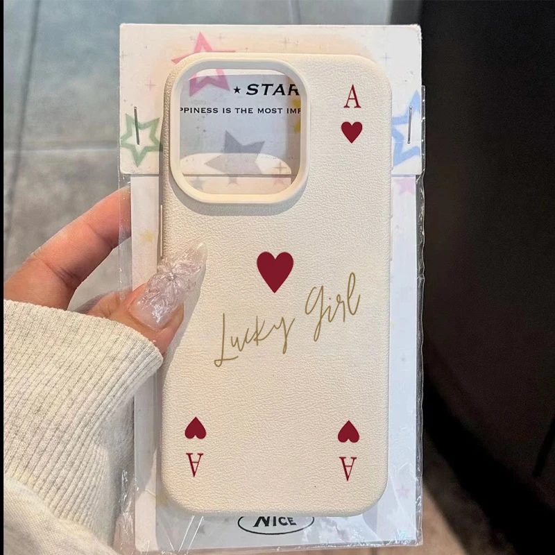 

Phone Case For Xiaomi Poco X7 X6 X5 M6 F5 F6 F7 Pro Mi 15 14 13 15T 14T 13T 5G Stylish Ace of Hearts Poker Lichee Pattern Cover