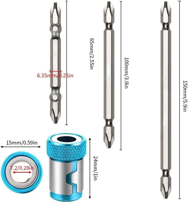 Strong Magnetic Double Head Cross Electric Screwdriver with Magnetic Attachment and Fixing Screw Tool