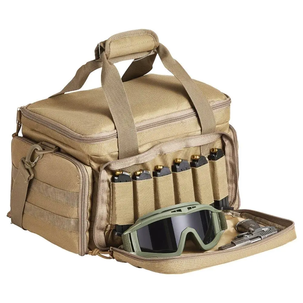 

Tactical Pistol Range Bag for 4 Single Shoulder Strap Brown
