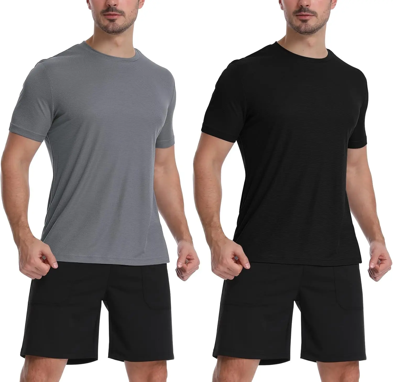 Zengjo Athletic Shirts for Men,Quick Dry Mens Workout Running Shirts Short Sleeve Lightweight Gym Permance T Shirt 2 Pack