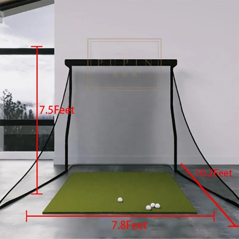 Golf practice net with projection/impact screen golf enclosure for Skytrak simulator