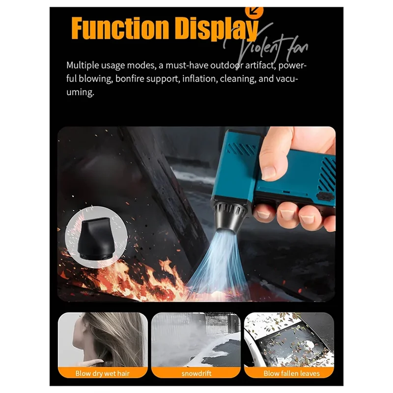 【البيع الساخن!】محرك مروحة عنيف للتخييم 130000 دورة في الدقيقة مروحة محمولة خارجية عالية الطاقة مكنسة كهربائية محمولة توربينية ونفخ الغبار