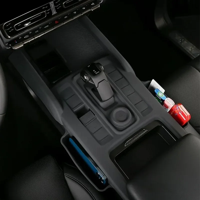 Gear Shift Dust Cover and Wireless Charging Silicone Mat Storage Box for 2024-2026 Haval H9 Gen2 Car Interior Accessories Tools