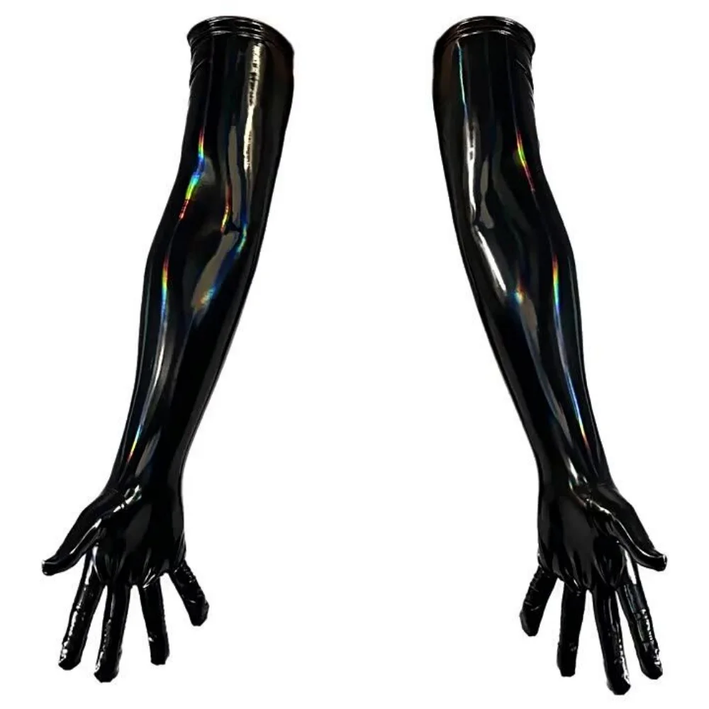 3XL Plus Size Women Shiny Patent Leather Long Sexy Gloves Halloween Cosplay Club Party Stage Performance Punk Style Light