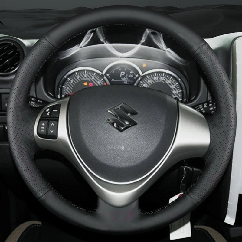 

Custom Genuine Leather Car Steering Wheel Braid Cover 100% Fit For Suzuki Jimny 2015 Auto Interior Accessories Steering Wrap