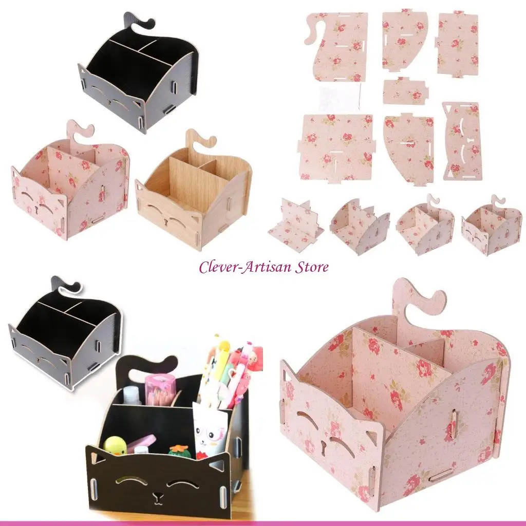 

E06B Desktop Wooden Storage Box Office box Jewelry Container Makeup for Case Handmade